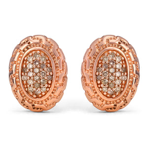 Par de Brinco em Prata 925 com Diamantes Champagne