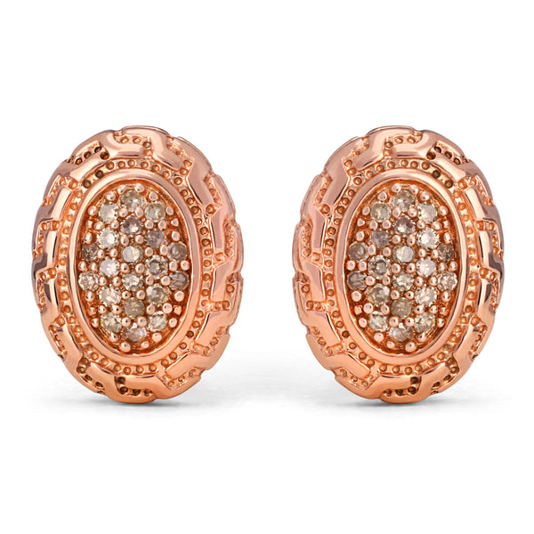 Par de Brinco em Prata 925 com Diamantes Champagne