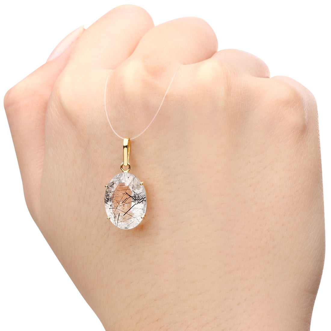 Pingente em Ouro Amarelo 18k com Cristal Rutilado