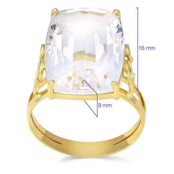 Par de Brinco e Anel em Ouro Amarelo 18k com Cristal