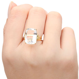 Par de Brinco e Anel em Ouro Amarelo 18k com Cristal