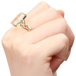 Par de Brinco e Anel em Ouro Amarelo 18k com Cristal