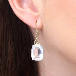 Par de Brinco e Anel em Ouro Amarelo 18k com Cristal