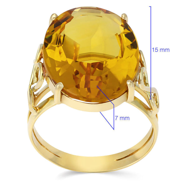 Par de Brincos e Anel Ouro Amarelo 18k com Citrinos Ovais