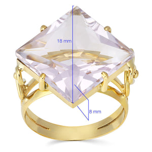 Par de Brinco e Anel de Ouro Amarelo 18k com Ametista Rose de France