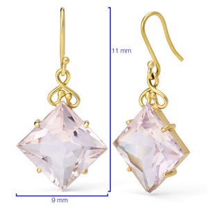 Par de Brinco e Anel de Ouro Amarelo 18k com Ametista Rose de France