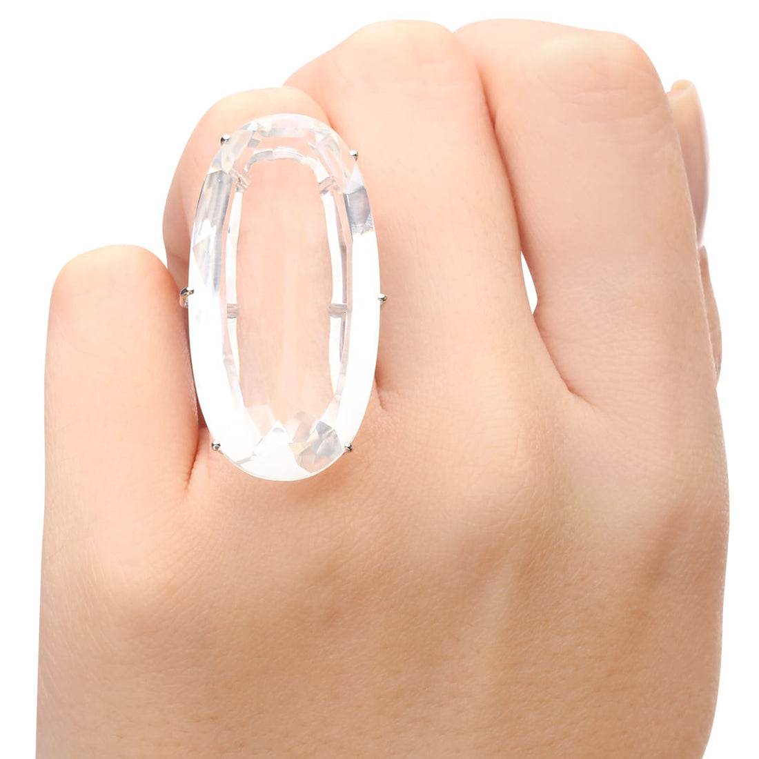 Anel em Ouro Branco 18k com Cristal