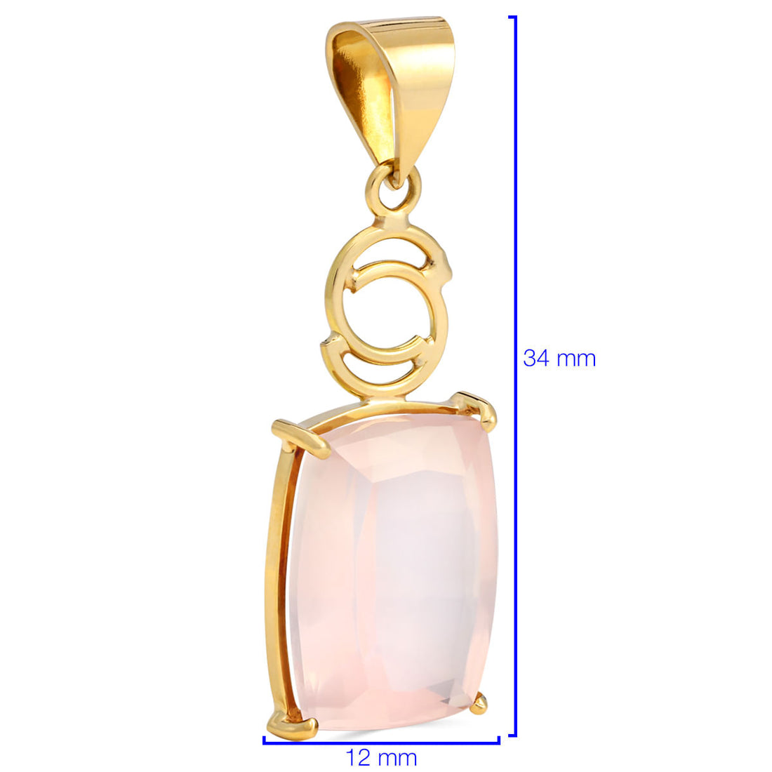 Pingente em Ouro Amarelo 18k com Quartzo Rosa