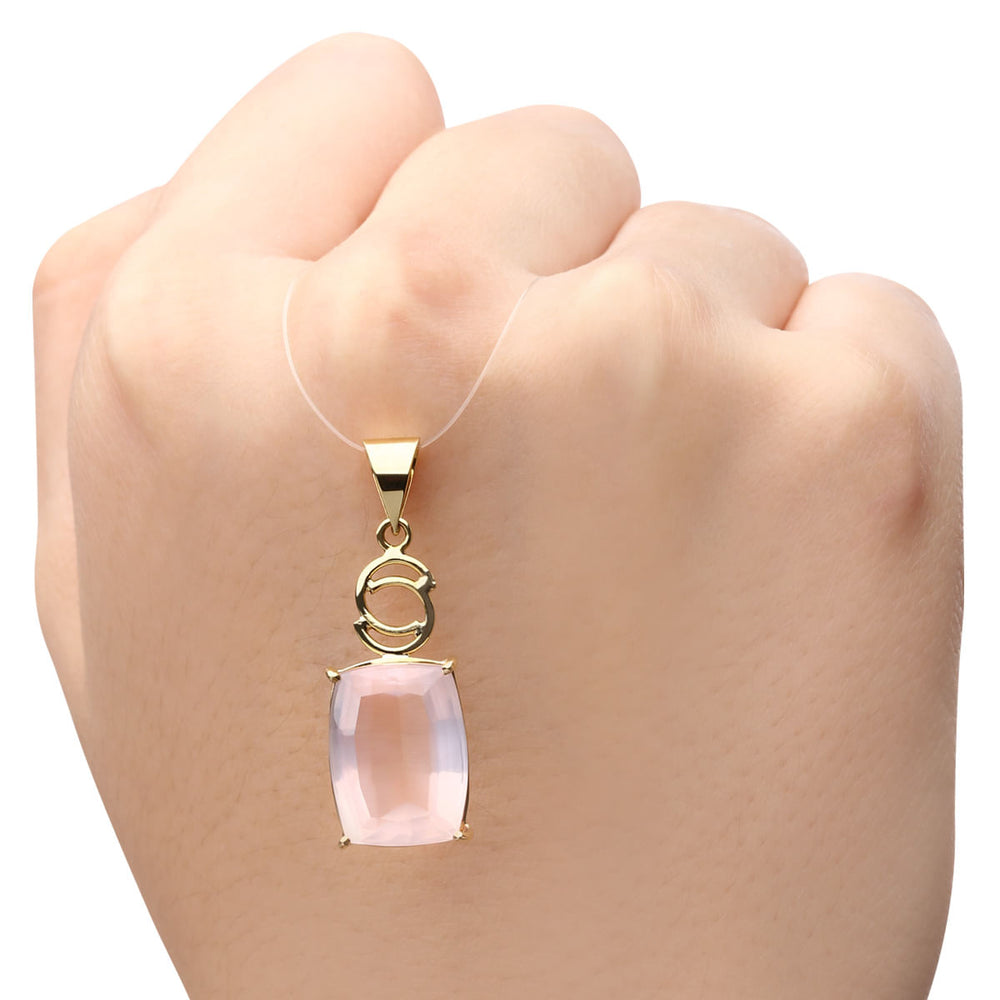 Pingente em Ouro Amarelo 18k com Quartzo Rosa