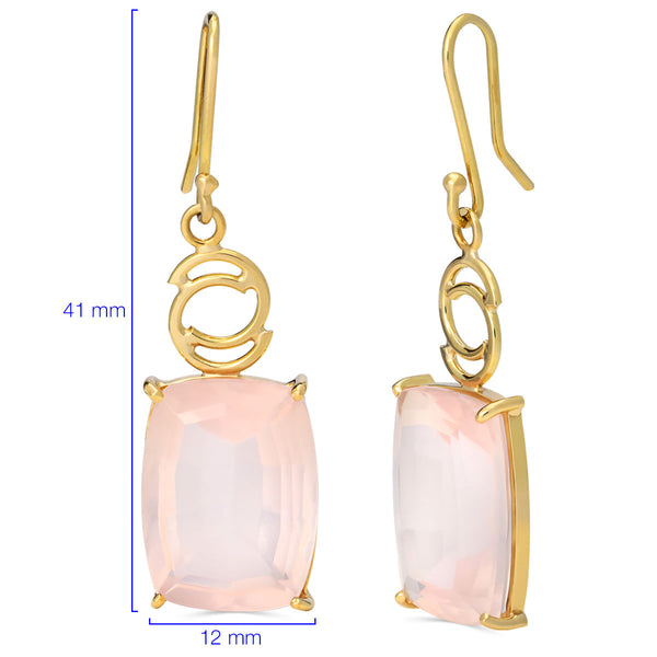 Par de Brinco em Ouro Amarelo 18k com Quartzo Rosa