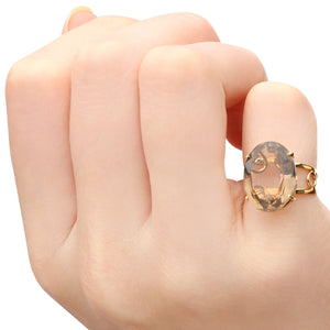 Anel em Ouro Amarelo 18k comTopázio Fumê
