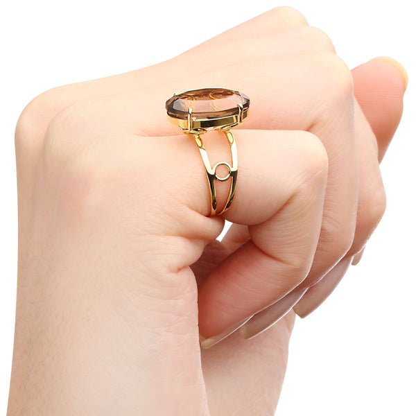 Anel em Ouro Amarelo 18k comTopázio Fumê