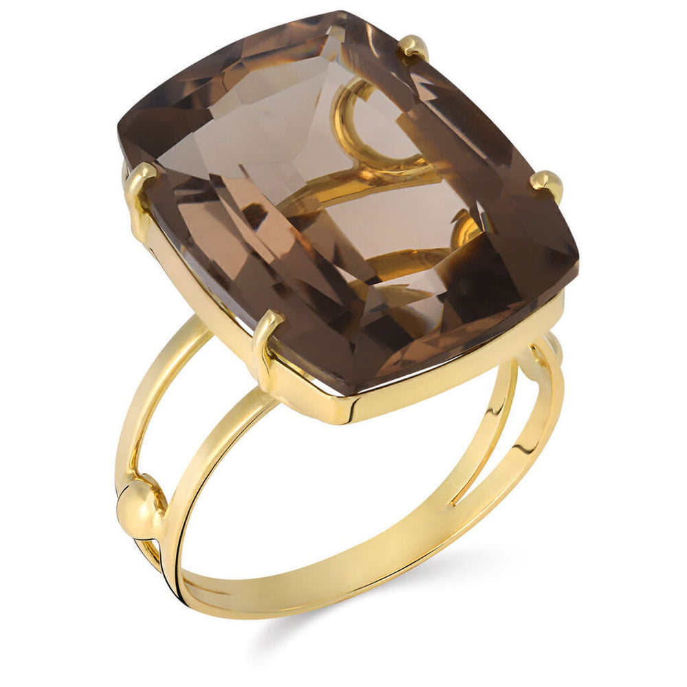 Anel em Ouro Amarelo 18k com Topazio Fume