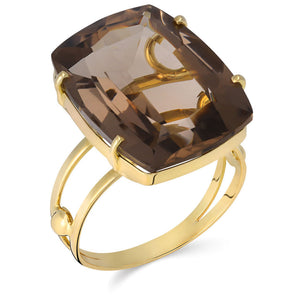 Anel em Ouro Amarelo 18k com Topazio Fume