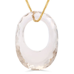Pingente Quartzo Fume Oval com Corrente Ouro Amarelo 18k