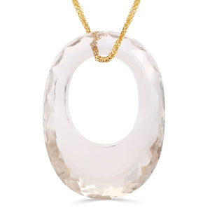 Pingente Quartzo Fume Oval com Corrente Ouro Amarelo 18k