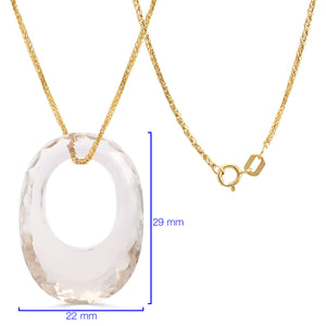Pingente Quartzo Fume Oval com Corrente Ouro Amarelo 18k