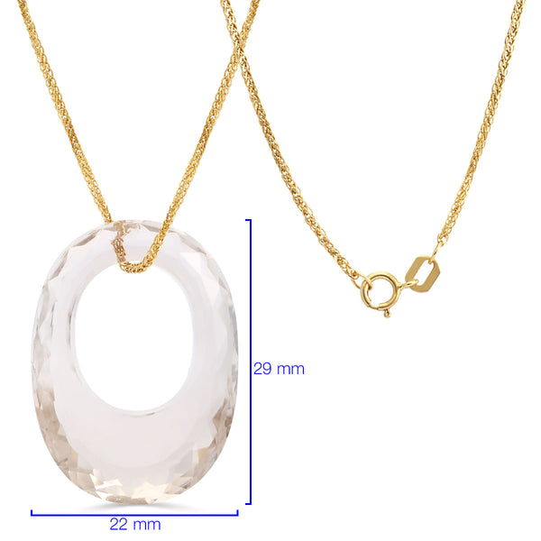 Pingente Quartzo Fume Oval com Corrente Ouro Amarelo 18k