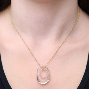 Pingente Quartzo Fume Oval com Corrente Ouro Amarelo 18k