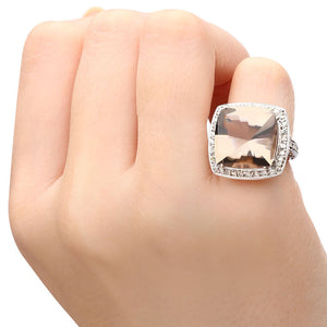 Anel em Ouro Branco 18k com Topazio Fume e Diamantes