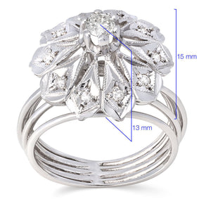 Anel em Ouro Branco 18K com  Diamantes