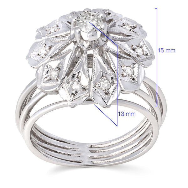 Anel em Ouro Branco 18K com  Diamantes
