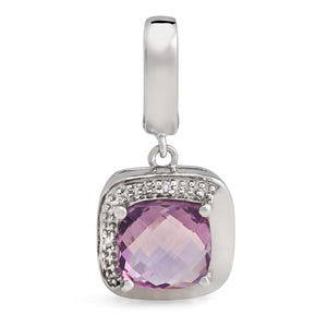 Anel Brinco e Pingente com Ametista Aprox. 8,6 cts e Diamantes Linha Prata