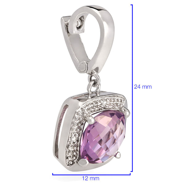 Anel Brinco e Pingente com Ametista Aprox. 8,6 cts e Diamantes Linha Prata