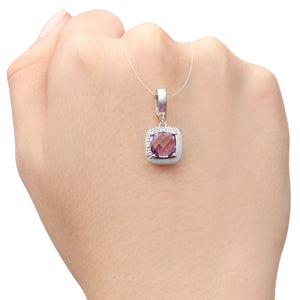 Anel Brinco e Pingente com Ametista Aprox. 8,6 cts e Diamantes Linha Prata