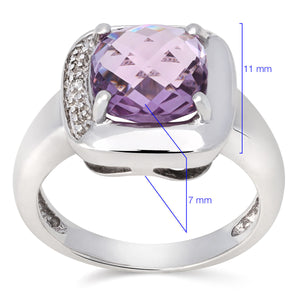Anel Brinco e Pingente com Ametista Aprox. 8,6 cts e Diamantes Linha Prata