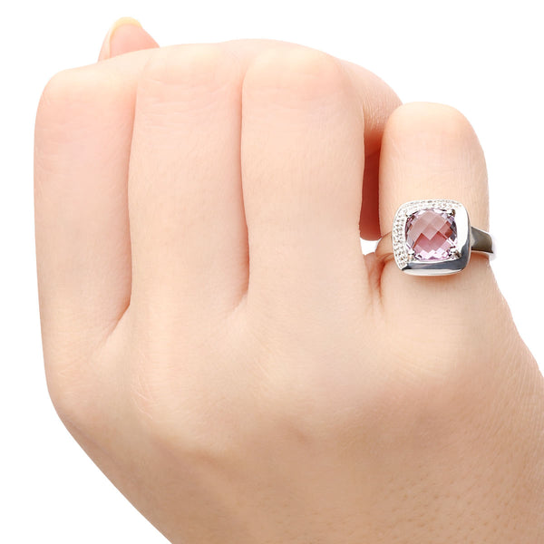 Anel Brinco e Pingente com Ametista Aprox. 8,6 cts e Diamantes Linha Prata