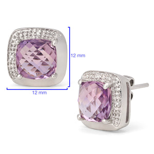 Anel Brinco e Pingente com Ametista Aprox. 8,6 cts e Diamantes Linha Prata