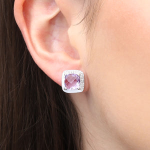 Anel Brinco e Pingente com Ametista Aprox. 8,6 cts e Diamantes Linha Prata