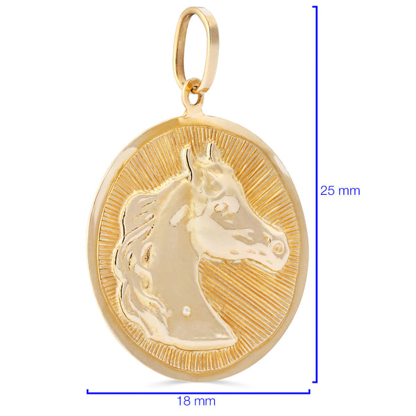 Pingente Medalha com Cavalo em Ouro Amarelo 18k