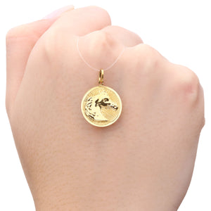 Pingente Medalha com Cavalo em Ouro Amarelo 18k
