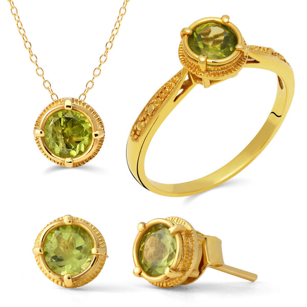 Conjunto Solitário em Prata 925 com Peridoto