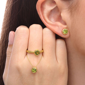 Conjunto Solitário em Prata 925 com Peridoto