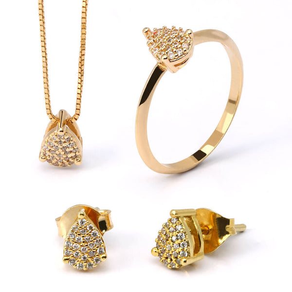 Conjunto em Prata 925 Gota com Zircônias