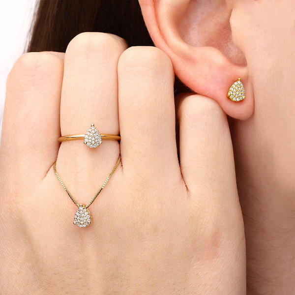 Conjunto em Prata 925 Gota com Zircônias