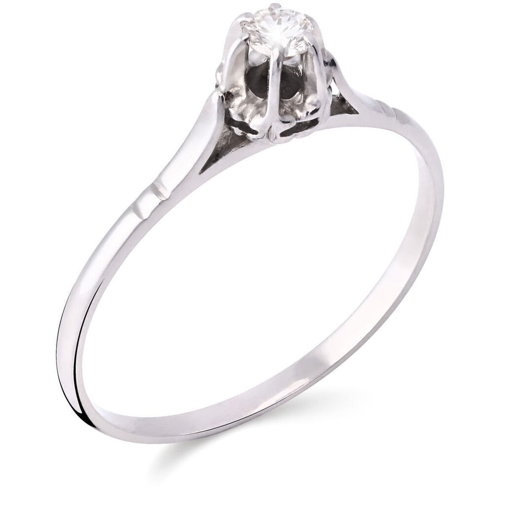 Anel em Ouro Branco 18k Solitário com Diamante