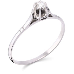 Anel em Ouro Branco 18k Solitário com Diamante