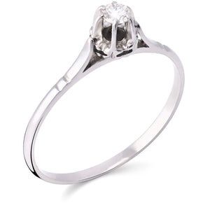 Anel em Ouro Branco 18k Solitário com Diamante