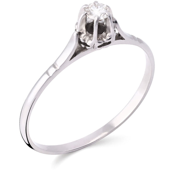 Anel em Ouro Branco 18k Solitário com Diamante