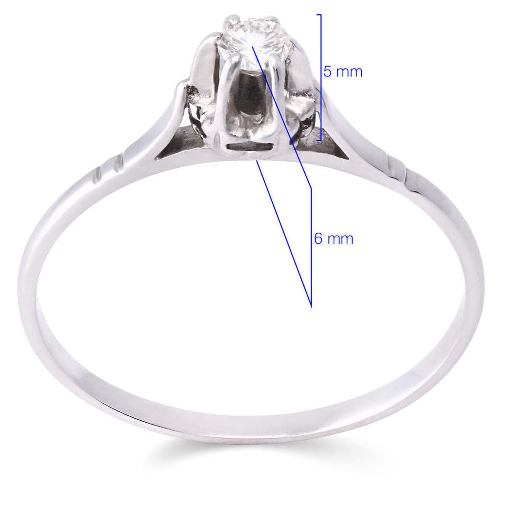 Anel em Ouro Branco 18k Solitário com Diamante