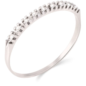 Meia Aliança em Ouro Branco 18k com 9 Diamantes