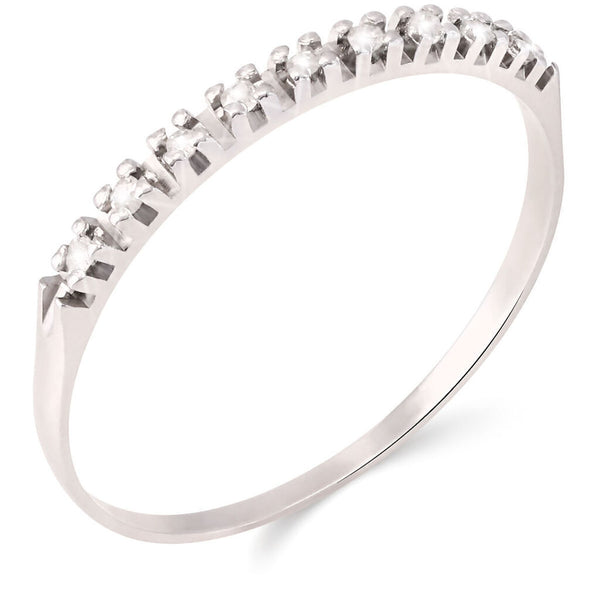 Meia Aliança em Ouro Branco 18k com 9 Diamantes