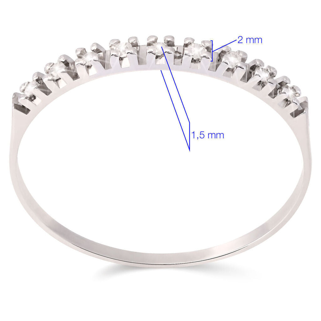 Meia Aliança em Ouro Branco 18k com 9 Diamantes