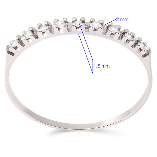 Meia Aliança em Ouro Branco 18k com 9 Diamantes