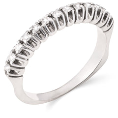 Meia Aliança em Ouro Branco 18k com Diamantes