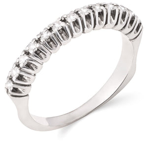 Meia Aliança em Ouro Branco 18k com Diamantes